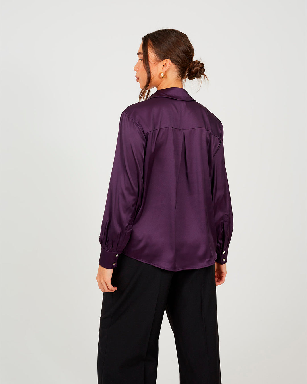 Camisa Satin Plum