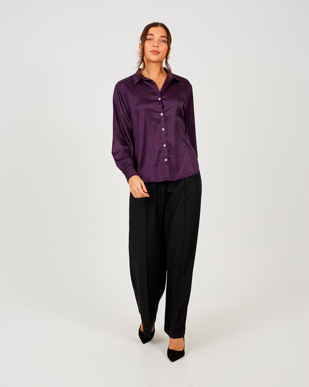 Camisa Satin Plum