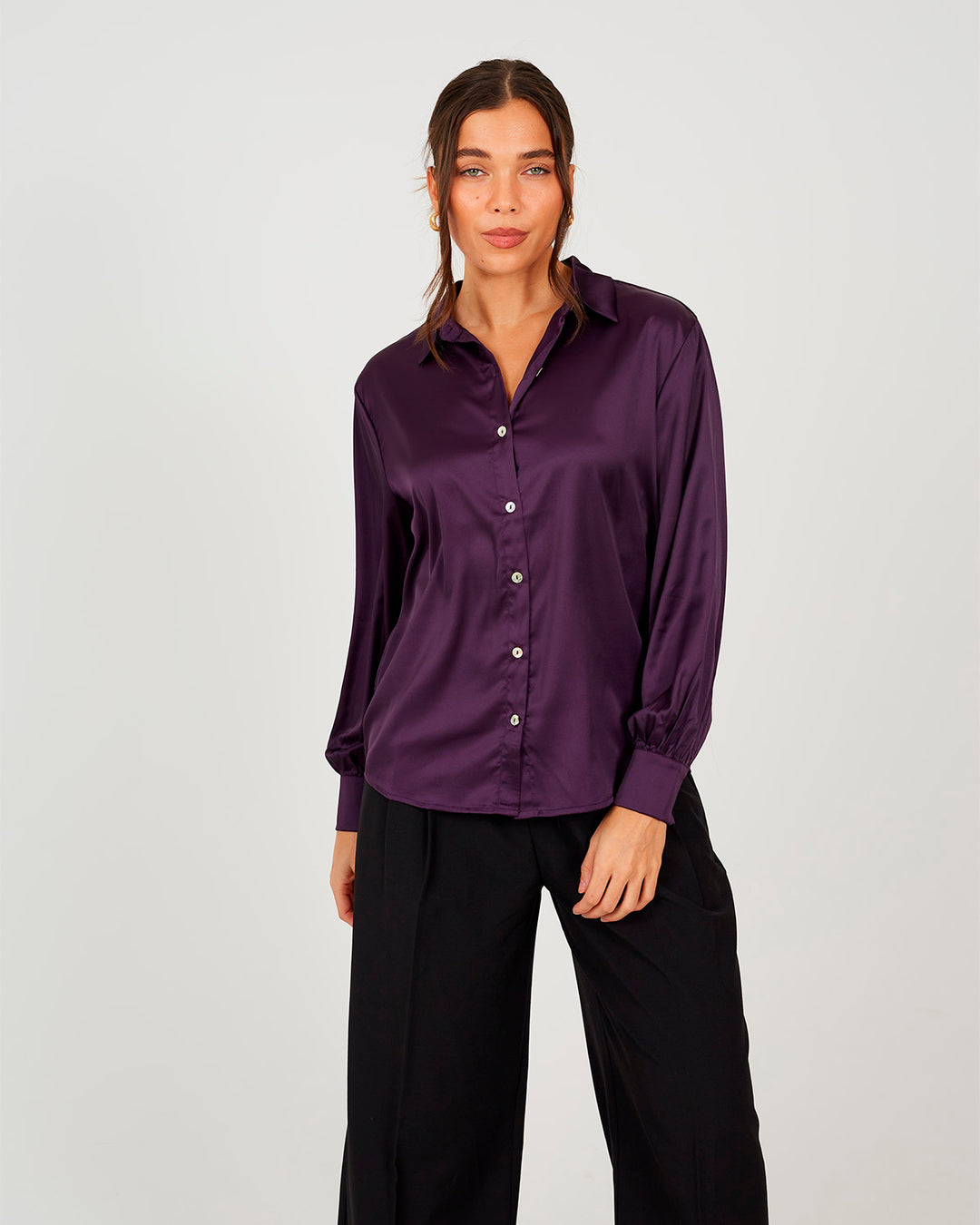 Camisa Satin Plum