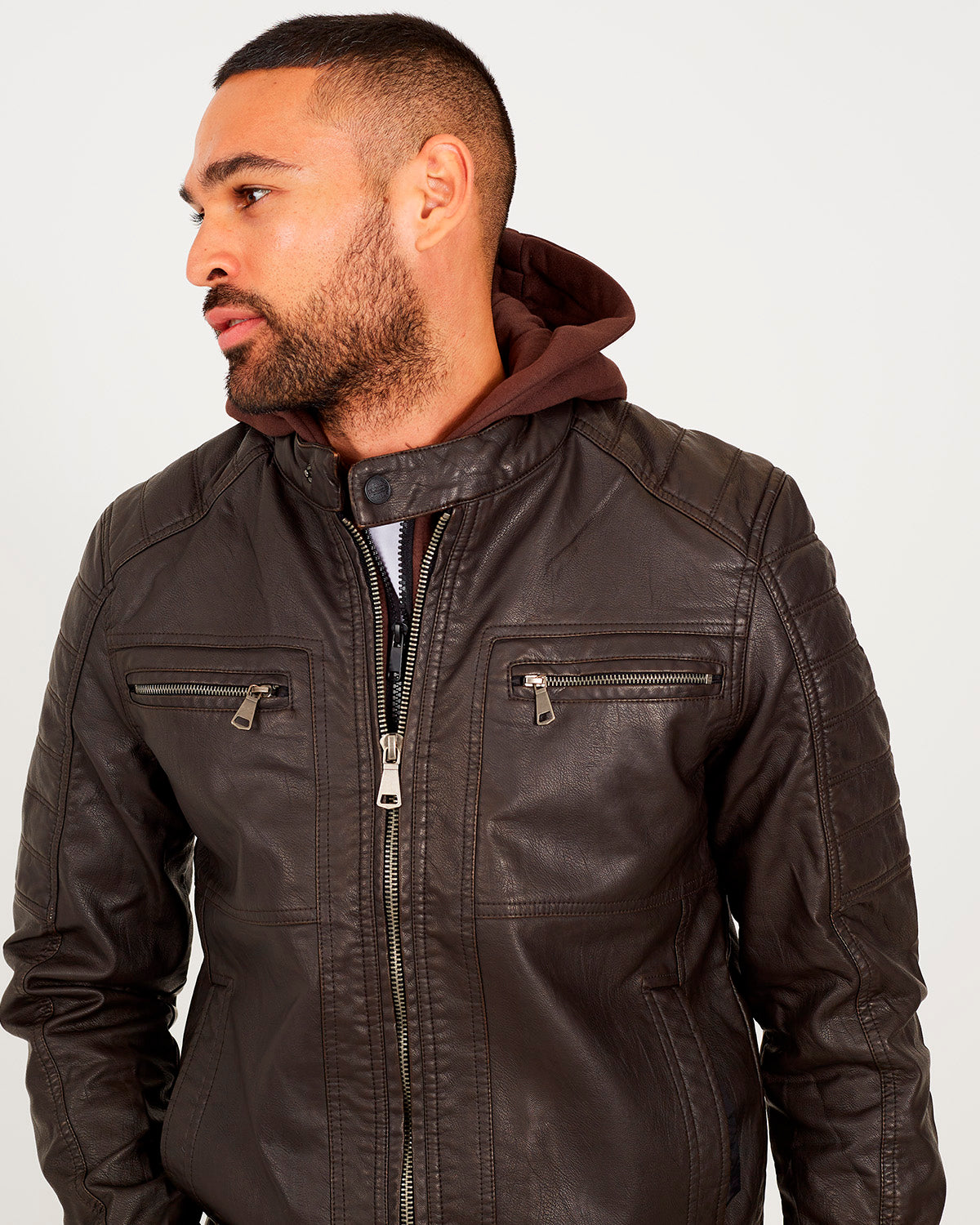 Cazadora Rider Brown Cazadora biker Cazadora polipiel Brave Soul Spain