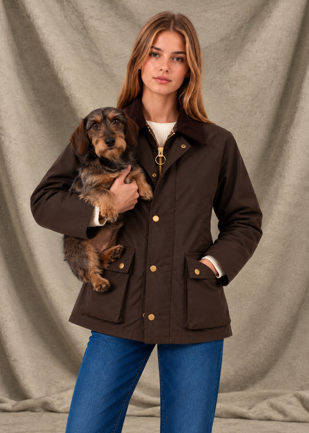 Wax jacket mujer brown